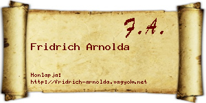 Fridrich Arnolda névjegykártya